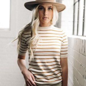 Short Sleeve Striped Sweater | BOHME